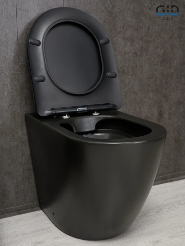 Унитаз приставной Gid Convexo 62214Y черный матовый с сиденьем микролифт безободковый душевой смыв - фото 4