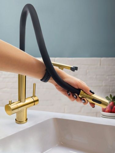 Смеситель для кухни AltroBagno Flusso AltroBagnoFlusso050202BG на мойку золото - фото 5