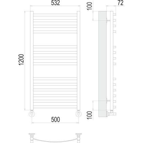 Полотенцесушитель Terminus 4670078529220 53х120 водяной хром - фото 3