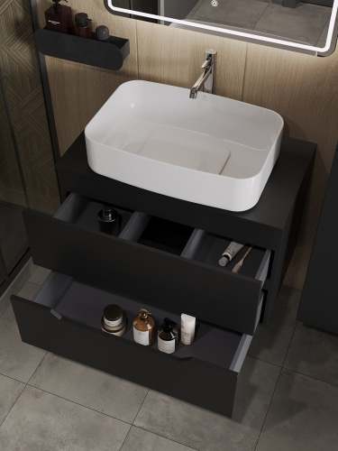 Тумба с раковиной Orange Line Li-80TubMDF+B07-600W 81х46х69 - фото 4