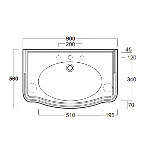 Раковина из санфаянса Simas Arcade AR864bi*1 90х56 подвесная цвет белый 1 отверстие под смеситель - фото 2