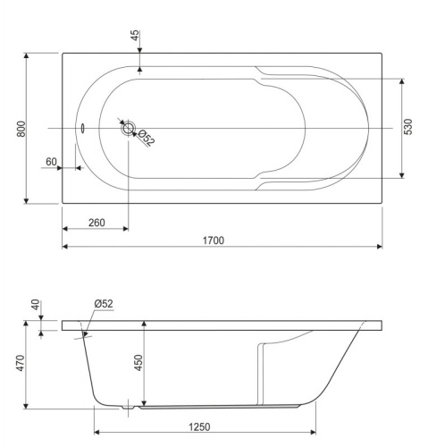 Ванна акриловая Cezares ARNO ARNO-170-80-45-W37 170х80 пристенная прямоугольная без каркаса - фото 3