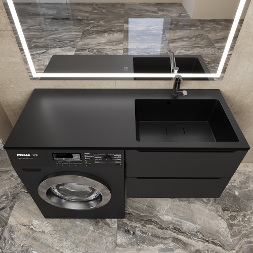 Раковина кварцевая Uperwood Cosmos Quartz RCosmos120RU 120х48 над стиральной машиной цвет черный - фото 3