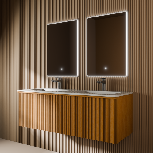 Тумба с раковиной+зеркало Art Decco Andy (Энди) AAN12W11D2M0 120x45x40 подвесная цвет белый дуб - фото 3