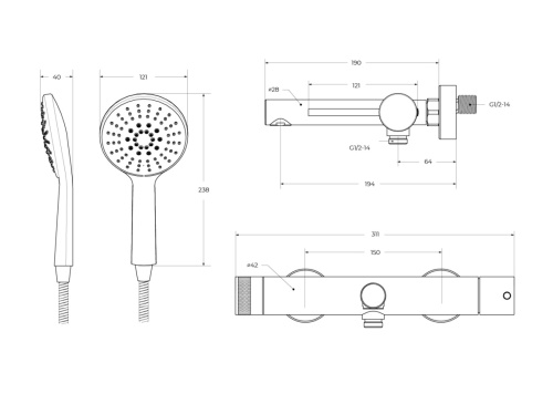 Смеситель Cezares RELAX RELAX-VD-NOP настенный черный матовый - фото 3