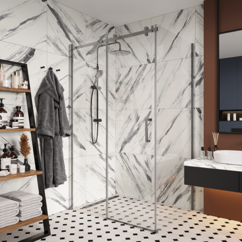 Душевой уголок Cerutti SPA CEZA'S120 120х90 стекло прозрачное профиль хром глянцевый без поддона - фото 4