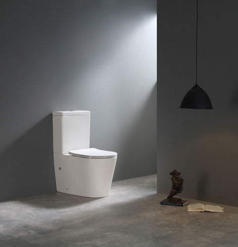 Унитаз напольный с бачком SantiLine SL-5026 цвет белый с сиденьем микролифт безободковый смыв воронка-водоворот - фото 2