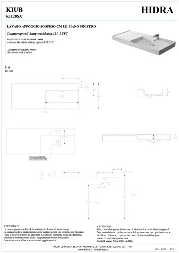 Раковина керамическая Hidra Kiub KI120SX/026 121х46 подвесная цвет черный матовый 1 отверстие под смеситель - фото 2