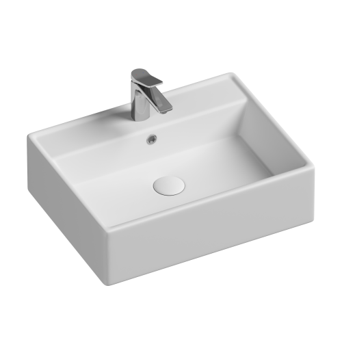 Раковина из сантехнического фарфора Ceramica Nova ELEMENT CN6046 60х50 накладная цвет белый 1 отверстие под смеситель - фото 2