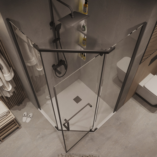 Душевой уголок Grossman Pragma 302.K33.03.1010.21.00 100х100 стекло прозрачное профиль черный матовый без поддона - фото 5