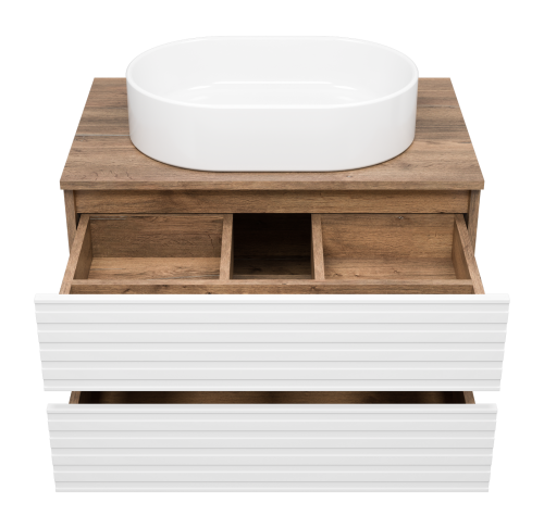 Тумба под раковину Brevita Dakota DAK-09070-19/01-2Я 70х48х43 подвесная цвет белый/коричневый - фото 3