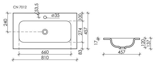Раковина из сантехнического фарфора Ceramica Nova GRACE CN7012 80х50 накладная цвет белый 1 отверстие под смеситель - фото 3