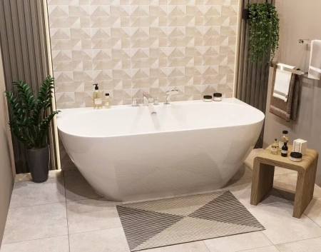 Ванна из литьевго мрамора Taliente Nemi a parete NE17085 a parete 170х86 пристенная овальная без каркаса