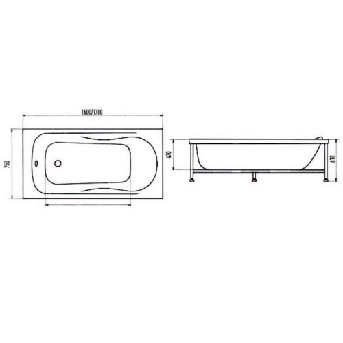 Ванна акриловая Aquanika Optima A1017075006 170х75 пристенная прямоугольная без каркаса - фото 5