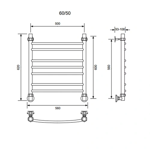 Полотенцесушитель Veconi Nemi-A N6050GR-A 50х60 водяной графит - фото 3