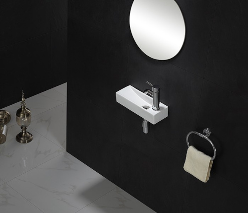 Раковина из санфаянса CeramaLux 9048FL 38х15 подвесная цвет белый 1 отверстие под смеситель - фото 4