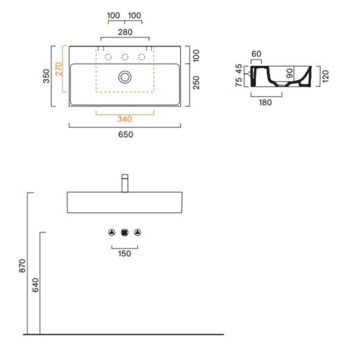 Раковина керамическая Catalano Premium 65 см 220650001 подвесная цвет белый без отверстий под смеситель - фото 2