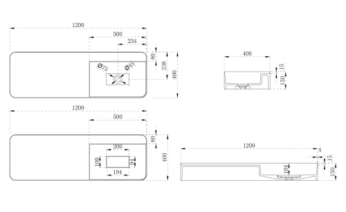 Раковина из искусственного камня Abber STEIN AS2627-1.2 120х40 подвесная цвет белый матовый без отверстий под смеситель - фото 5