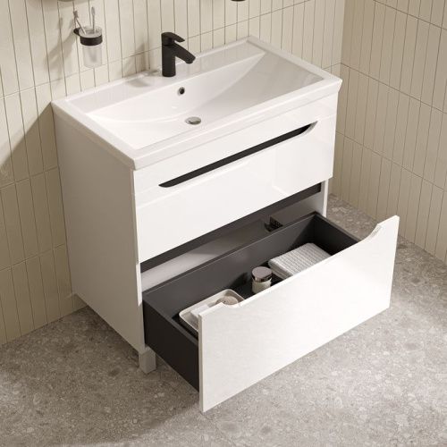 Тумба с раковиной IDDIS Ray RAY80WFi95K 82х46х84 напольная цвет белый - фото 5