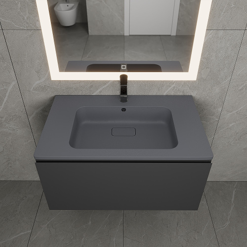 Раковина кварцевая Uperwood Lagoon Quartz 297000018 80х48 полувстраиваемая цвет серый - фото 4