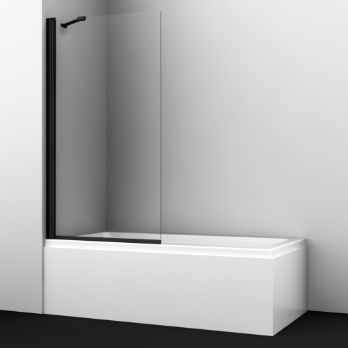 Душевая шторка на ванну Wasserkraft Berkel 48P 48P01-80 BLACK Fixed 80х140 стекло прозрачное профиль черный ориентация универсальная - фото 4