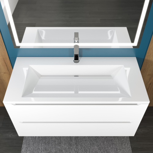 Раковина из искусственного мрамора Uperwood Olivia ROlivia100wg 100х45 полувстраиваемая цвет белый глянцевый - фото 4