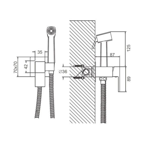 Гигиенический душ со смесителем Belz B805 B55805-3 оружейная сталь - фото 3