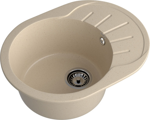 Кухонная мойка Granfest Rondo R-580L кашемир 58х45 цвет бежевый поверхность матовая - фото 2