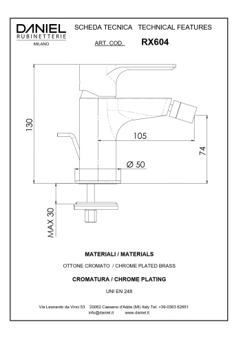 Смеситель Daniel Reflex RX604-15 на биде черный матовый - фото 2