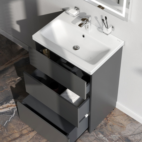 Тумба под раковину Am.Pm Gem S M91FSX0602GM 60х41х81 напольная цвет графит матовый - фото 4