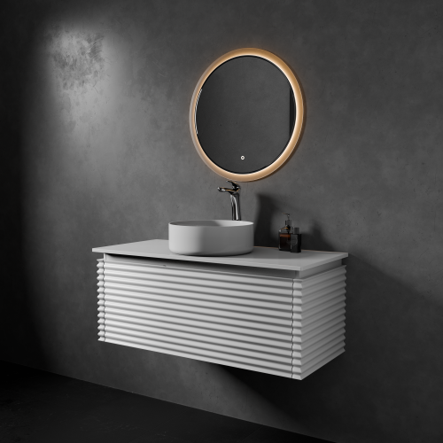 Тумба с раковиной+зеркало Art Decco Jacqueline (Жаклин) AJC10W34S3M0 100x45x40 подвесная цвет белый - фото 2