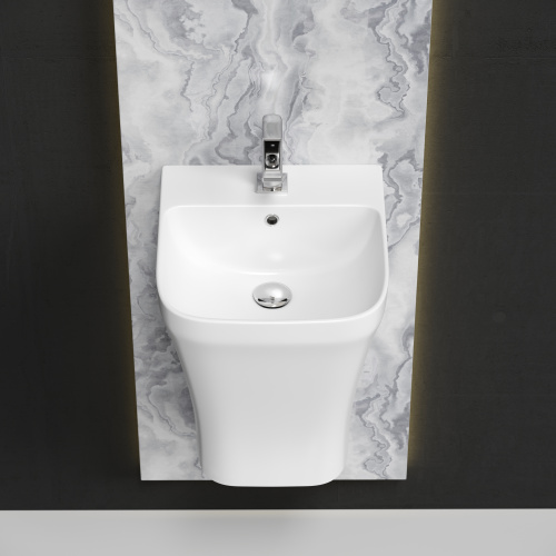 Раковина из сантехнического фарфора Ceramica Nova DION CN6067 37х40 подвесная цвет белый 1 отверстие под смеситель - фото 5