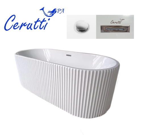 Ванна акриловая Cerutti SPA CT9330 170х75 отдельностоящая овальная с ножками - фото 4