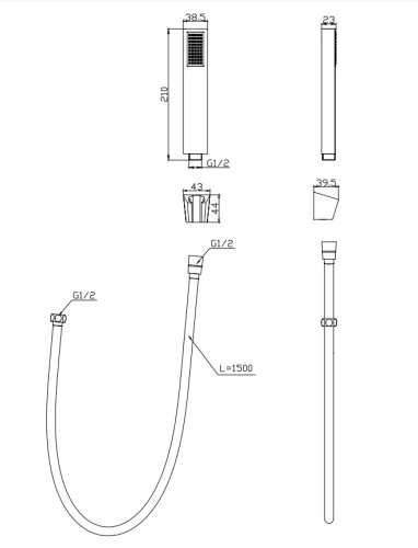 Душевой гарнитур BelBagno LUCE LUC-DFS-NERO настенный черный матовый - фото 2