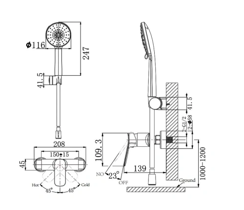 Смеситель для душа Arrow AG3503MB-TZ настенный черный с душевым гарнитуром - фото 4