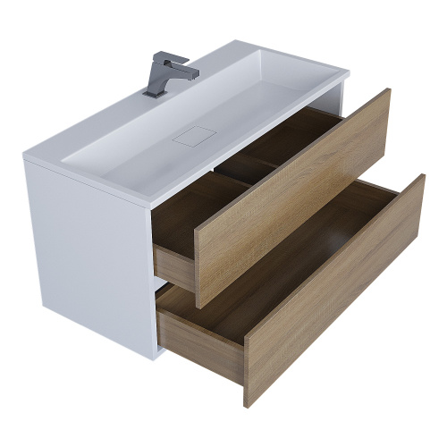 Раковина из литьевого мрамора Uperwood Barsa 293020531 100х45 полувстраиваемая цвет белый - фото 4