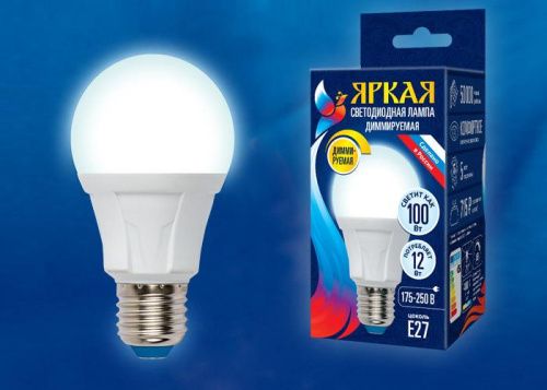 Лампа светодиодная диммируемая Uniel LED-A60 12W/6500K/E27/FR/DIM PLP01WH картон - фото 2