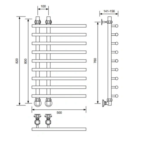 Полотенцесушитель Veconi Tufo T801050CH 50х80 водяной хром - фото 2
