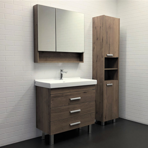 Тумба с раковиной Comforty Никосия 00-00007621CF 80х45х86 напольная цвет дуб темный - фото 5