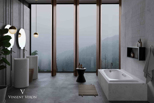 Ванна чугунная Vinsent Veron Concept VCO1657042H/VH0012BR-AS 165х70 пристенная прямоугольная с ножками с ручками - фото 2