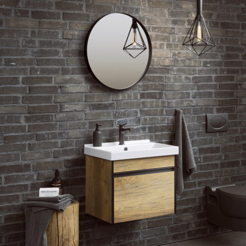 Тумба под раковину Aqwella Y URB0106DB 58х39х46 подвесная цвет коричневый - фото 2