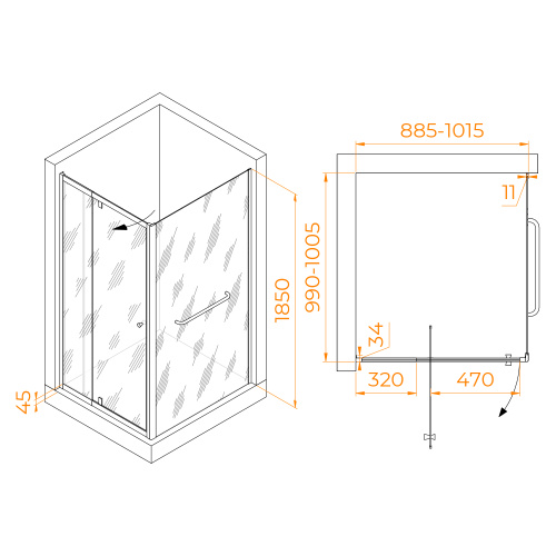 Душевой уголок RGW Passage 410844190-011 90х100 стекло прозрачное профиль хром глянцевый без поддона - фото 2