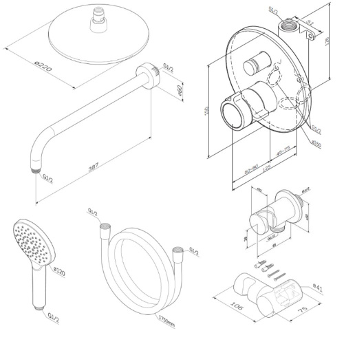Душевая система Am.Pm X-Joy FT85A1RH10 встраиваемая в стену с термостатом - фото 4