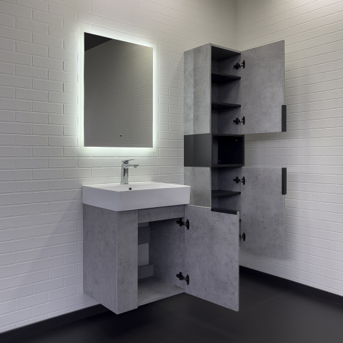 Тумба с раковиной Comforty Асти 00-00019191CF 60х46х70 подвесная цвет бетон светлый - фото 5