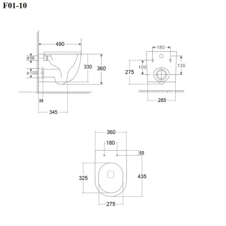 Унитаз подвесной Bond Oval F01-10 белый с сиденьем микролифт безободковый душевой смыв