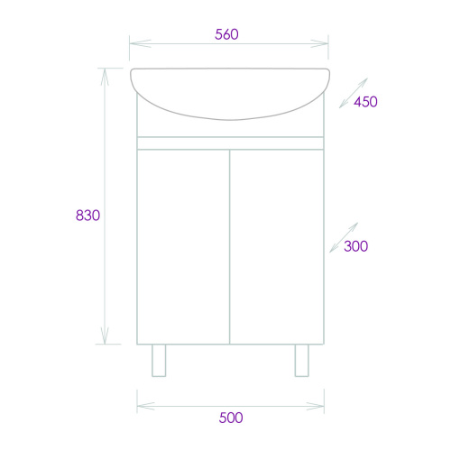 Тумба под раковину Onika Милтон 105559 50х30х68 напольная - фото 3