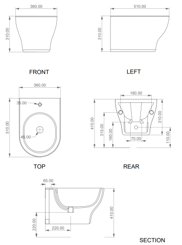 Биде GSG Ceramic Design Speed SPBISO000 подвесное - фото 2