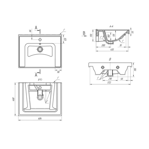 Раковина керамическая Art&Max TECHNO 641587 60х47 подвесная цвет белый - фото 4