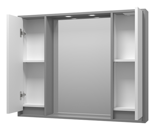 Зеркало-шкаф Brevita Balaton BAL-04100-01-01 98х14х80 подвесной цвет белый/серый - фото 4