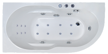 Ванна акриловая гидромассажная Royal Bath AZUR RB614203DL-L 169х79 пристенная асимметричная с каркасом